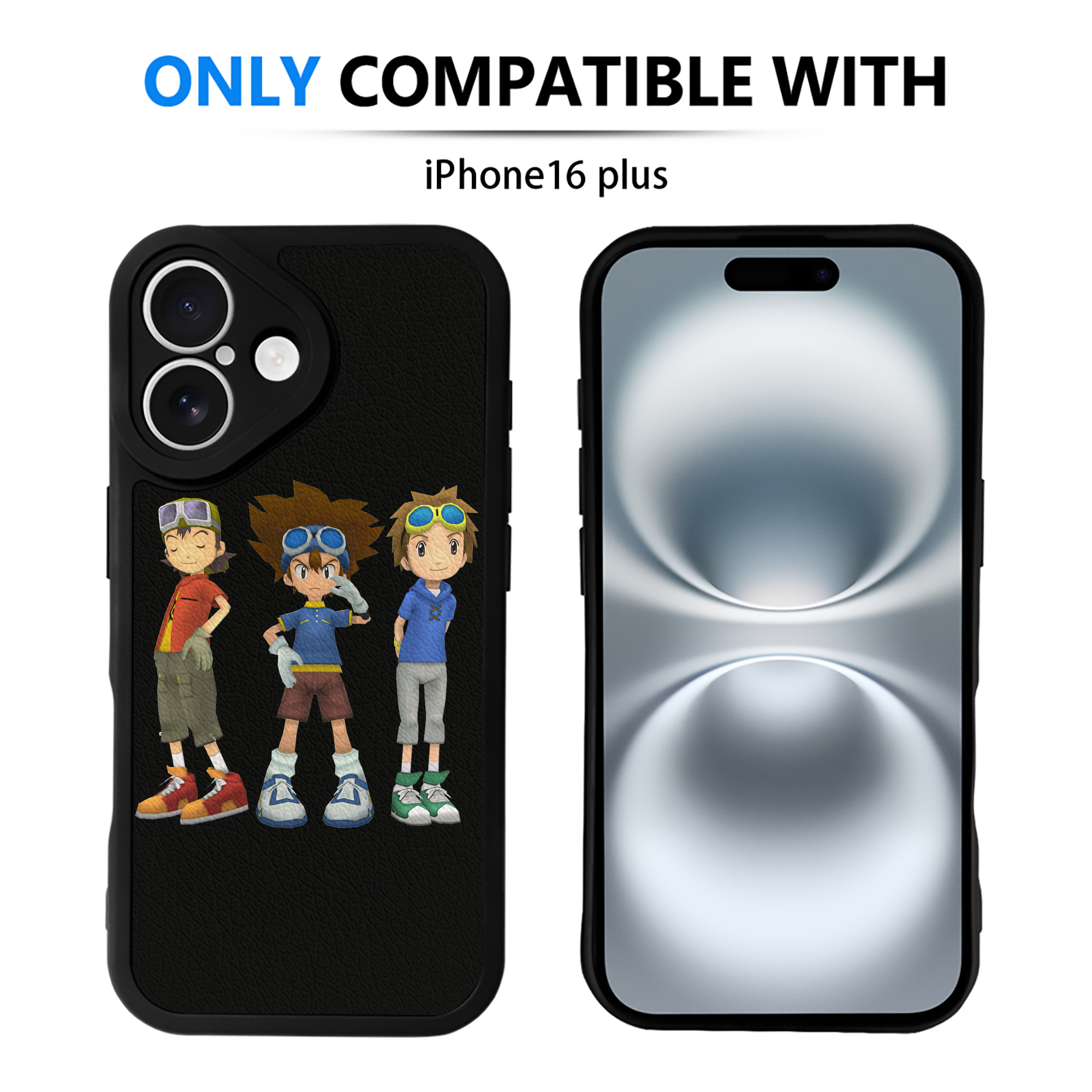 （画像用） Digimon デジタルモンスター/デジモン 【iPhone 16シリーズ対応】シリコンスマホケース（レザー調） 材質：シリコン